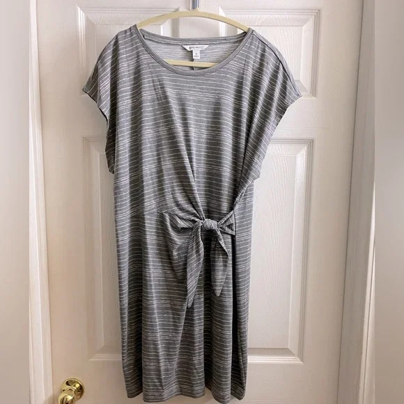 Nine West | Dresses | Nine West Womens Tie Waist Dress Gray With Pink And  White Stripes Xl | Poshmark